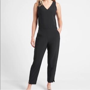 NWT Athleta Black Sleeveless Brooklyn Jumpsuit Size 10 Pockets Breathable